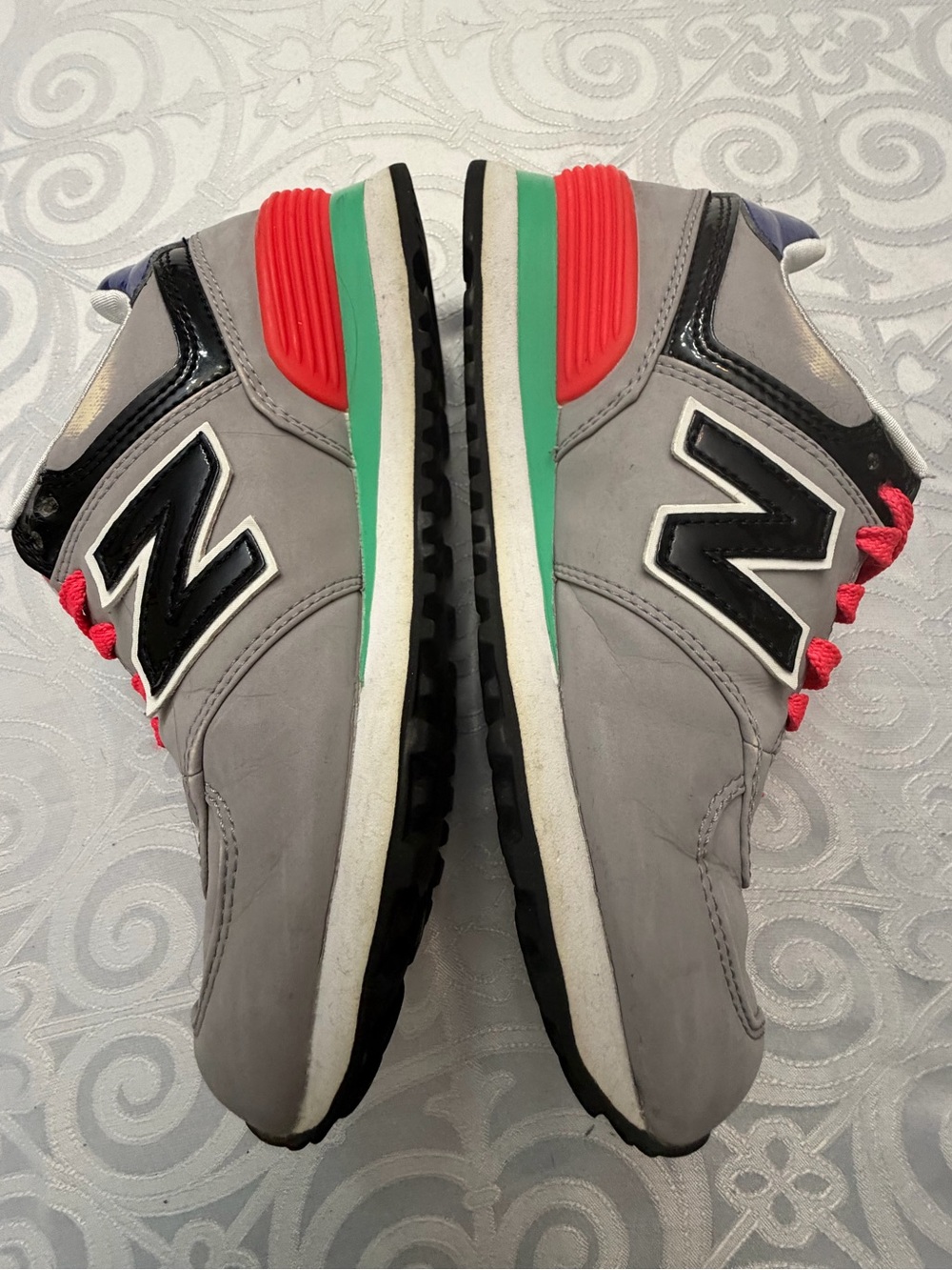 New Balance Gray Sneakers Pink Laces Multicolour Heel Trim Lady Woman Size 5 - Picture 13 of 14